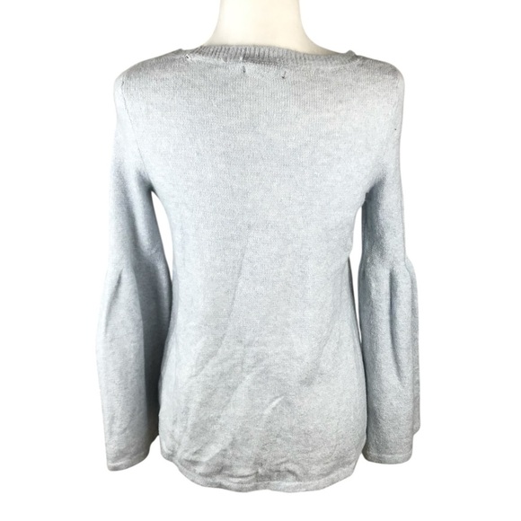American Eagle Grey Bell Sleeve Lace Up Sweater Size S - Picture 5 of 5